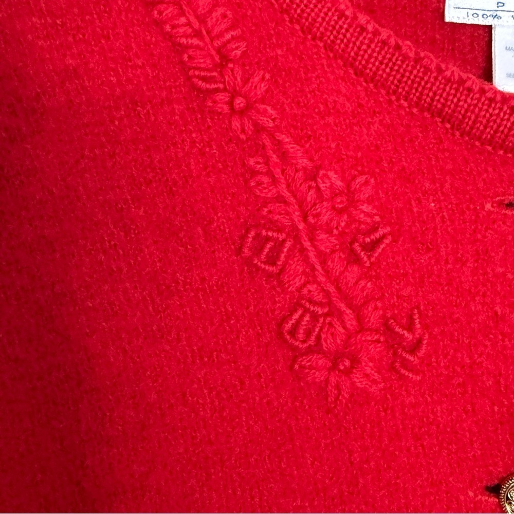 Vintage Pendleton red wool cardigan sweater jacket woman M petite embroidery - Picture 2 of 12